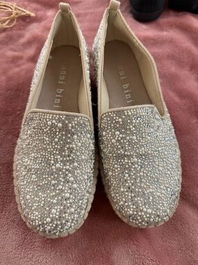Gianni Bini Champagne Pearl & Rhinestone Slip-On Espadrilles